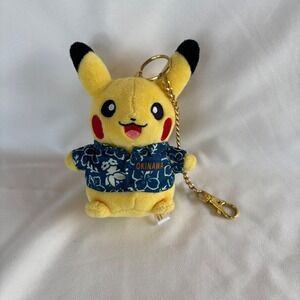 Pokemon Center Pikachu Okinawa Kariyushi Shirt Plush Keychain 2015 Exclusive